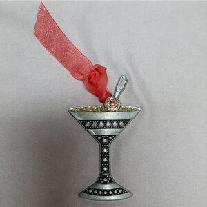 Elegant 2008 cocktail glass Christmas Ornament by Gloria Duchin - w red ribbon​